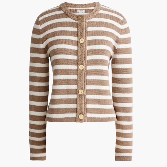 NWT J.Crew Striped cotton lady jacket cardigan sweater BW810 - Picture 3 of 5
